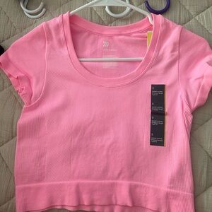 All in Motion Bright Pink Ribbed Crop Top
